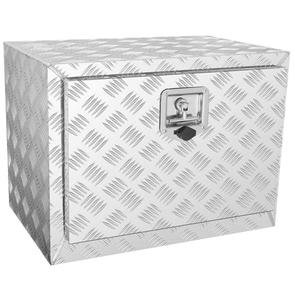Underbody Truck Box, 24"×14"×16" Pickup Storage Box, Heavy Duty Aluminum Diamond Plate Tool Box with Lock and Keys, Waterproof Trailer Storage Box with T-Handle Latch for Truck, Van, Trailer.