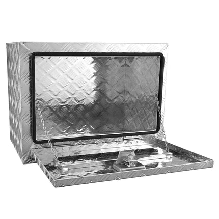Underbody Truck Box, 24"×14"×16" Pickup Storage Box, Heavy Duty Aluminum Diamond Plate Tool Box with Lock and Keys, Waterproof Trailer Storage Box with T-Handle Latch for Truck, Van, Trailer.