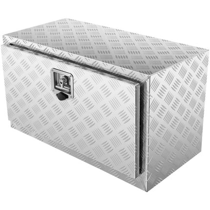 Underbody Truck Box, 30"×14"×16" Pickup Storage Box, Heavy Duty Aluminum Diamond Plate Tool Box with Lock and Keys, Waterproof Trailer Storage Box with T-Handle Latch for Truck, Van, Trailer.