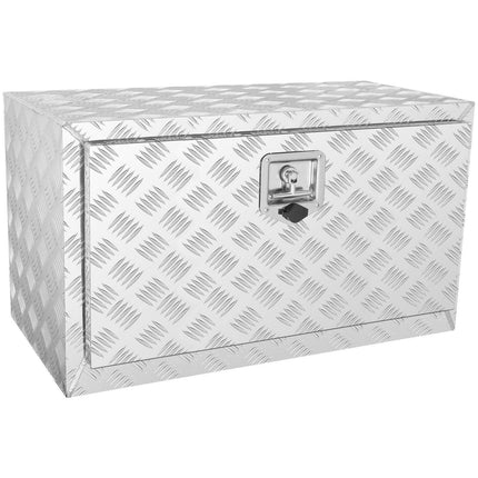 Underbody Truck Box, 30"×14"×16" Pickup Storage Box, Heavy Duty Aluminum Diamond Plate Tool Box with Lock and Keys, Waterproof Trailer Storage Box with T-Handle Latch for Truck, Van, Trailer.