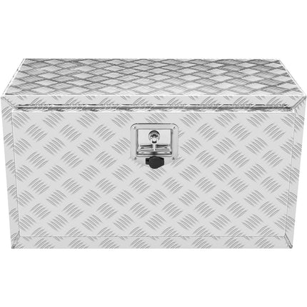 Underbody Truck Box, 30"×14"×16" Pickup Storage Box, Heavy Duty Aluminum Diamond Plate Tool Box with Lock and Keys, Waterproof Trailer Storage Box with T-Handle Latch for Truck, Van, Trailer.
