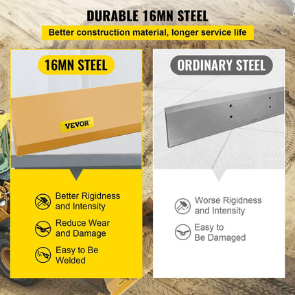 Bucket Cutting Edge, 213x15x1.9 Bucket Edge, Weld-on and Bolt-on Advanced Cutting Edge, 16Mn Carbon-manganese Steel Loader Cutting Edge, Skid Steer Cutting Edge with Paint for Excavator and Load.
