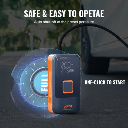 Tire Inflator Portable Air Compressor, Dual-Cylinder & 12000mAh Rechargeable Air Pump, 30s Fast Inflation Tire Pump with Auto-Off, LCD Pressure Gauge for Car Motorcycle Bike Ball.