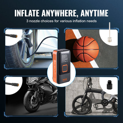 Tire Inflator Portable Air Compressor, Dual-Cylinder & 12000mAh Rechargeable Air Pump, 30s Fast Inflation Tire Pump with Auto-Off, LCD Pressure Gauge for Car Motorcycle Bike Ball.