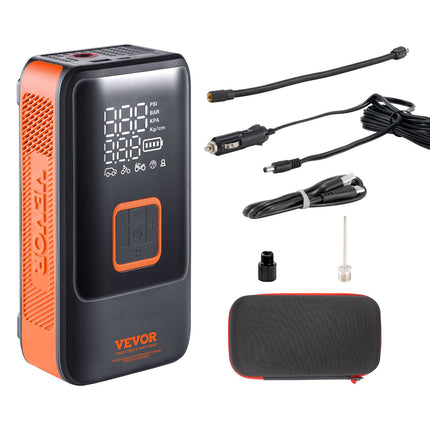 Tire Inflator Portable Air Compressor, Dual-Cylinder & 12000mAh Rechargeable Air Pump, 30s Fast Inflation Tire Pump with Auto-Off, LCD Pressure Gauge for Car Motorcycle Bike Ball.