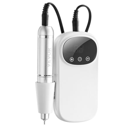 Electric Rechargeable Nail Drill, 35,000RPM Portable Cordless Nail E File Machine, LCD-Display Acrylic Gel Grinder Tool with 6 Bits and 50PCS Sanding Bands for Manicure Pedicure Carve Polish.