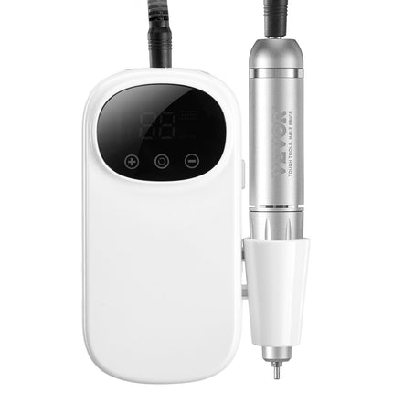Electric Rechargeable Nail Drill, 35,000RPM Portable Cordless Nail E File Machine, LCD-Display Acrylic Gel Grinder Tool with 6 Bits and 50PCS Sanding Bands for Manicure Pedicure Carve Polish.