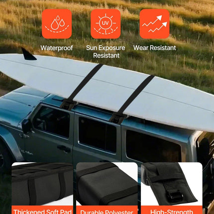 Soft Roof Rack Pads 33in 176lbs Load Capacity for Kayak Canoe Surfboard Luggage.