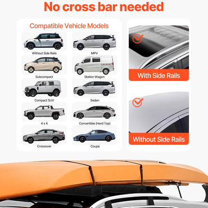 Soft Roof Rack Pads 15.5in 176lbs Load Capacity for Kayak Canoe Surfboard.
