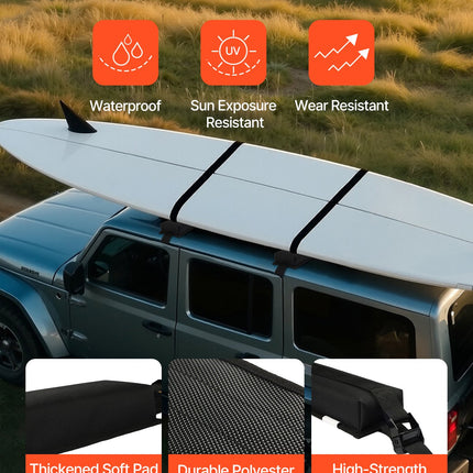 Soft Roof Rack Pads 15.5in 176lbs Load Capacity for Kayak Canoe Surfboard.