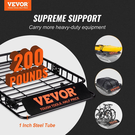 Roof Rack Cargo Basket 200 LBS Capacity 46"x36"x4.5" for SUV Truck Cars.