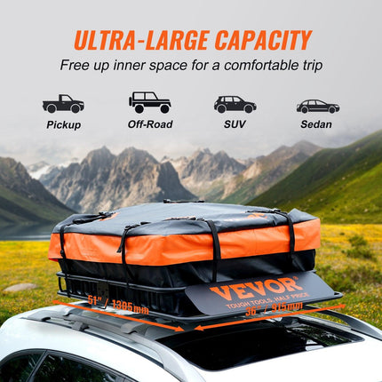 Roof Rack Cargo Basket 200 LBS 51"x36"x5" for SUV Truck with Luggage Bag.