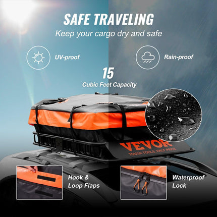 Roof Rack Cargo Basket 200 LBS 51"x36"x5" for SUV Truck with Luggage Bag.