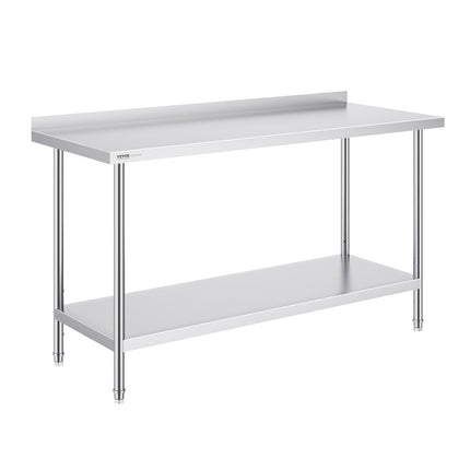 24 x 60 x 36 Inch Stainless Steel Work Table, Commercial Food Prep Worktable Heavy Duty Prep Worktable, Metal Work Table with Adjustable Height for Restaurant, Home and Hotel.