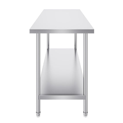 Stainless Steel Prep Table, 24 x 72 x 34 Inch, Heavy Duty Metal Worktable with 3 Adjustable Height Levels, Commercial Workstation for Kitchen Garage Restaurant Backyard.