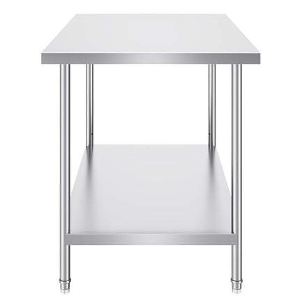 Stainless Steel Prep Table, 30 x 48 x 34 Inch, Heavy Duty Metal Worktable with 3 Adjustable Height Levels, Commercial Workstation for Kitchen Garage Restaurant Backyard.