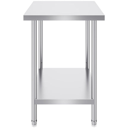 Stainless Steel Prep Table, 24 x 36 x 34 Inch, Heavy Duty Metal Worktable with 3 Adjustable Height Levels, Commercial Workstation for Kitchen Garage Restaurant Backyard.