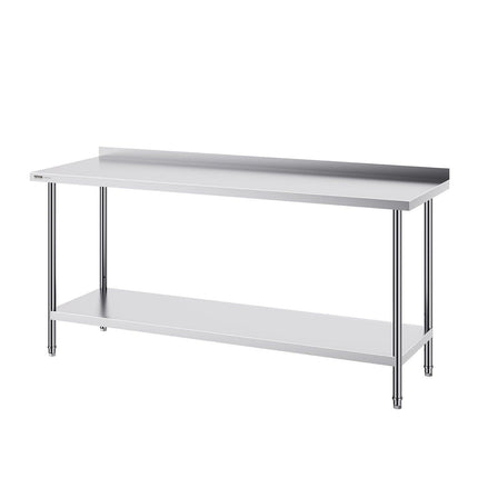 24 x 72 x 36 Inch Stainless Steel Work Table, Commercial Food Prep Worktable Heavy Duty Prep Worktable, Metal Work Table with Adjustable Height for Restaurant, Home and Hotel.
