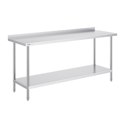 24 x 72 x 36 Inch Stainless Steel Work Table, Commercial Food Prep Worktable Heavy Duty Prep Worktable, Metal Work Table with Adjustable Height for Restaurant, Home and Hotel.
