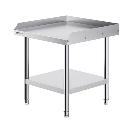 Stainless Steel Work Table, 24 x 24 x 26 Inch Commercial Food Prep Worktable, 3-Sided Backsplash Heavy Duty Prep Worktable, Metal Work Table with Adjustable Height for Restaurant Home Hotel.