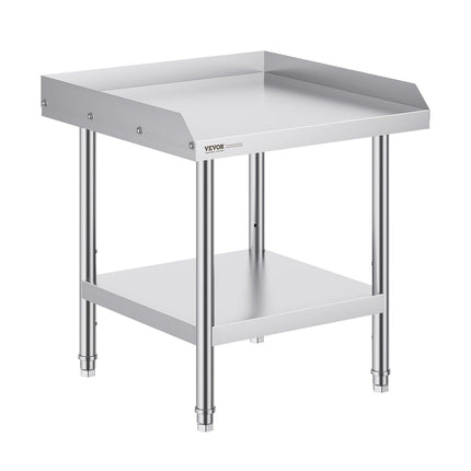 Stainless Steel Work Table, 24 x 24 x 26 Inch Commercial Food Prep Worktable, 3-Sided Backsplash Heavy Duty Prep Worktable, Metal Work Table with Adjustable Height for Restaurant Home Hotel.