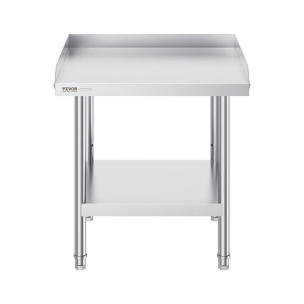 Stainless Steel Work Table, 24 x 24 x 26 Inch Commercial Food Prep Worktable, 3-Sided Backsplash Heavy Duty Prep Worktable, Metal Work Table with Adjustable Height for Restaurant Home Hotel.