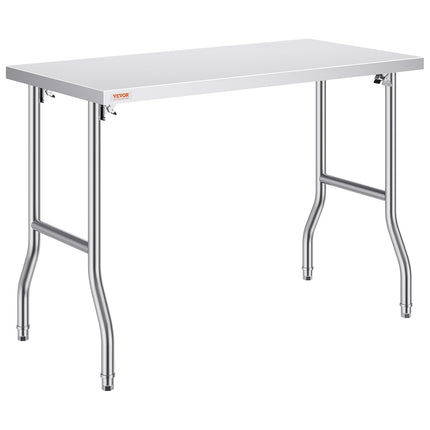 Stainless Steel Kitchen Bench Folding Commercial Prep Table 1220x610 mm.