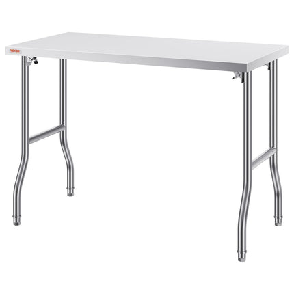 Stainless Steel Kitchen Bench Folding Commercial Prep Table 1220x610 mm.