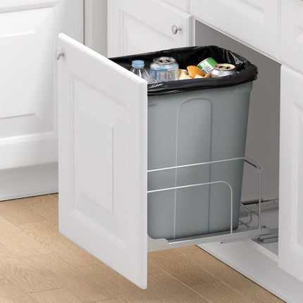 Pullout Trash Can for Kitchen Cabinets, Garbage Waste Recycling Bin, Under Mount Waste Container, with Heavy Duty Metal Soft Close Sliding System and Door Kit, for Sink, Under Counter.