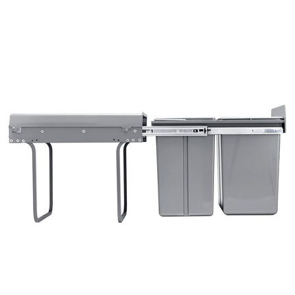 Pullout Trash Can for Kitchen Cabinets, 20+10+10L Double Under Sink Garbage Waste Recycling Bin, Under Mount Waste Container, with Heavy Duty Metal Full Extension Sliding System and Handle.