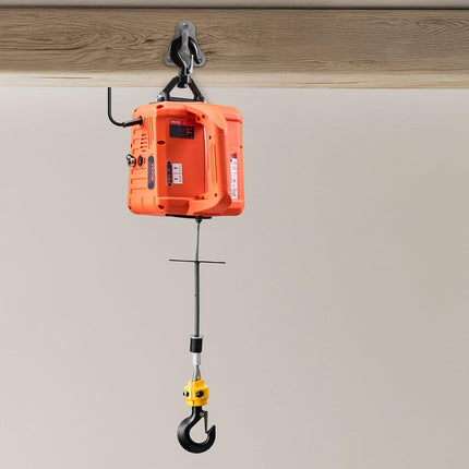 3-in-1 Electric Hoist Winch, 700 kg Capacity, 1500W Portable Power Winch Crane, 7.6 m Lifting Height, 5 m/min with Manual, Wired and Wireless Remote Control for Factory, Warehouss, Garage.