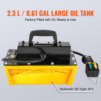 10,000PSI Air Hydraulic Pump, 2.3 L Reservoir, NPT 3/8 In Oil Outlet, NPT 1/4 In Inlet, Air Actuated Foot Pump with Remote Control Actuator, for Automobile Frame Machine & Hydraulic Press.