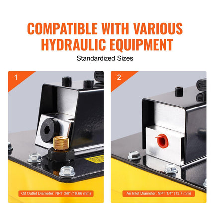 10,000PSI Air Hydraulic Pump, 2.3 L Reservoir, NPT 3/8 In Oil Outlet, NPT 1/4 In Inlet, Air Actuated Foot Pump with Remote Control Actuator, for Automobile Frame Machine & Hydraulic Press.