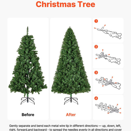 Christmas Tree, 1.8m Artificial Xmas Tree, Full Holiday Decor Trees with 1250 Branch Tips & Sturdy Metal Base for Home Party Office Decoration.