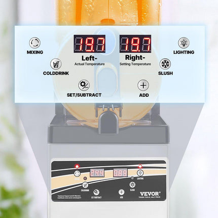 VEVOR Commercial Slushy Machine 15L Margarita Smoothie Frozen Drink Maker.