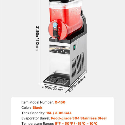 VEVOR Commercial Slushy Machine 15L Margarita Smoothie Frozen Drink Maker.