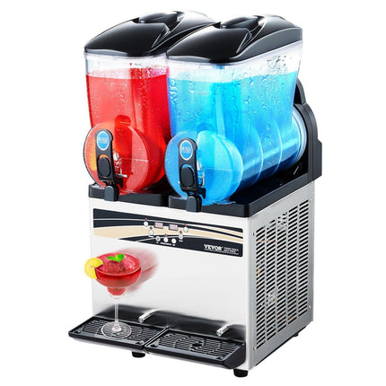 Commercial Frozen Drink Maker, 15Lx2 Double Tank Slushy Machine, 120 Cups Stainless Steel Margarita Smoothie Frozen Drink Machine, Slushie Maker for Home Party Restaurants Cafe Bars.