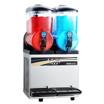 Commercial Frozen Drink Maker, 15Lx2 Double Tank Slushy Machine, 120 Cups Stainless Steel Margarita Smoothie Frozen Drink Machine, Slushie Maker for Home Party Restaurants Cafe Bars.