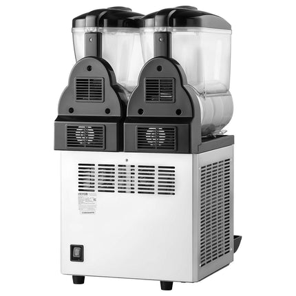 Commercial Frozen Drink Maker, 15Lx2 Double Tank Slushy Machine, 120 Cups Stainless Steel Margarita Smoothie Frozen Drink Machine, Slushie Maker for Home Party Restaurants Cafe Bars.