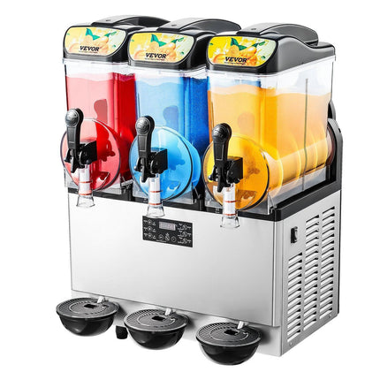 Commercial Frozen Drink Maker, 15Lx3 Triple Tank Slushy Machine, 180 Cups Stainless Steel Margarita Smoothie Frozen Drink Machine, Slushie Maker for Home Party Restaurants Cafe Bars.