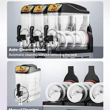 Commercial Frozen Drink Maker, 15Lx3 Triple Tank Slushy Machine, 180 Cups Stainless Steel Margarita Smoothie Frozen Drink Machine, Slushie Maker for Home Party Restaurants Cafe Bars.