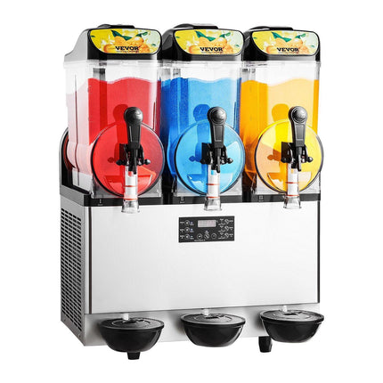 Commercial Frozen Drink Maker, 15Lx3 Triple Tank Slushy Machine, 180 Cups Stainless Steel Margarita Smoothie Frozen Drink Machine, Slushie Maker for Home Party Restaurants Cafe Bars.