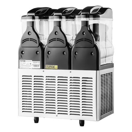 Commercial Frozen Drink Maker, 15Lx3 Triple Tank Slushy Machine, 180 Cups Stainless Steel Margarita Smoothie Frozen Drink Machine, Slushie Maker for Home Party Restaurants Cafe Bars.