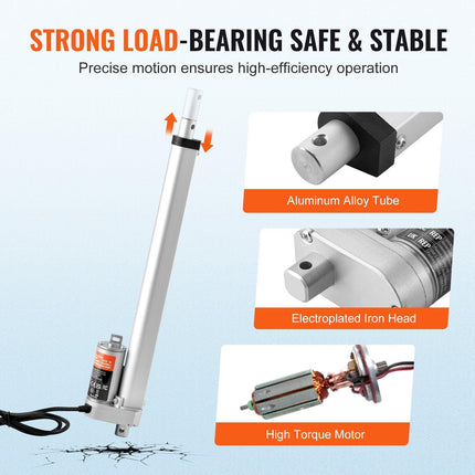 Linear Actuator 12V, 12 Inch High Speed 0.55"/s Linear Actuator, 220lbs/1000N Linear Motion Actuator with Mounting Bracket and IP54 Protection.