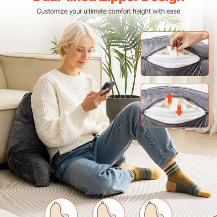 Reading Pillow Standard Size Bed Pillow with Shredded Memory Foam Washable.