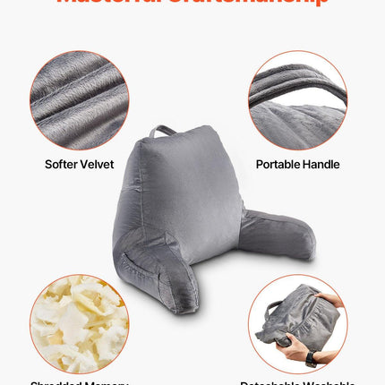 Reading Pillow Standard Size Bed Pillow with Shredded Memory Foam Washable.