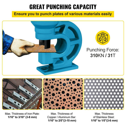CH-60 Hydraulic Hole Punching Tool 31T Hole Digger Force Puncher Smooth Hole Puncher for Iron Plate Copper Bar Aluminum Stainless Steel.