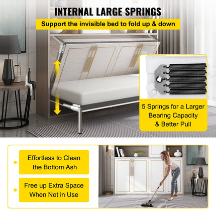 DIY Murphy Bed Springs Mechanism Hardware Kit Horizontal for Twin Size Bed.