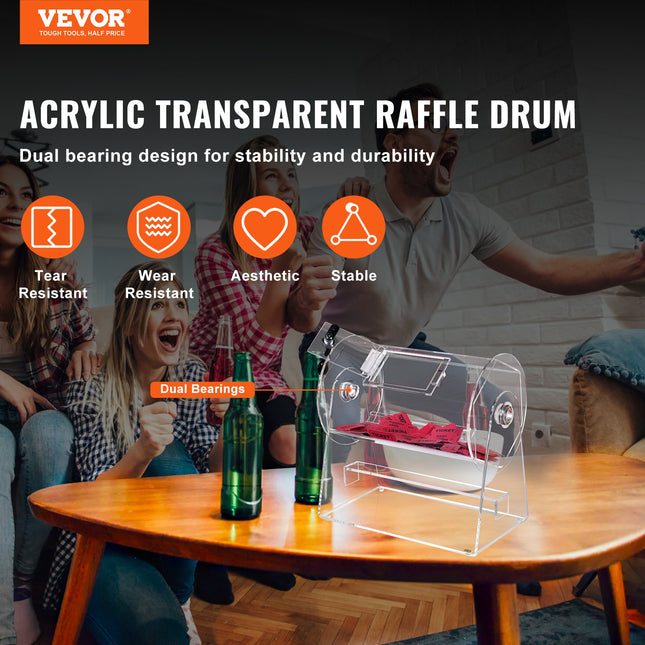 Acrylic Raffle Drum, Holds 2500 Tickets or 100 Raffle Balls, Professional Raffle Ticket Spinning Cage with 2 Keys, Transparent Lottery Spinning Drawing, Raffle Ticket Box for Lottery Games Bingo.