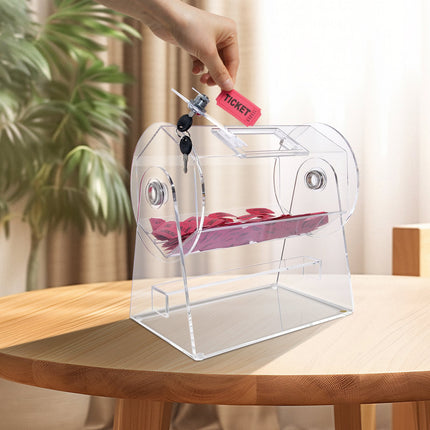 Acrylic Raffle Drum, Holds 2500 Tickets or 100 Raffle Balls, Professional Raffle Ticket Spinning Cage with 2 Keys, Transparent Lottery Spinning Drawing, Raffle Ticket Box for Lottery Games Bingo.
